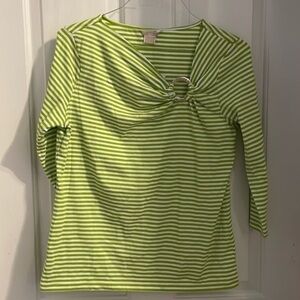 Michael Kors,NWT Large striped 3/4 sleeve in lime and white